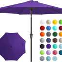 JEAREY 9FT Outdoor Patio Umbrella Outdoor Table Umbrella with Push Button Tilt and Crank, Market Umbrella 8 Sturdy Ribs UV Protection Waterproof for Garden, Deck, Backyard, Pool (Taro Purple)