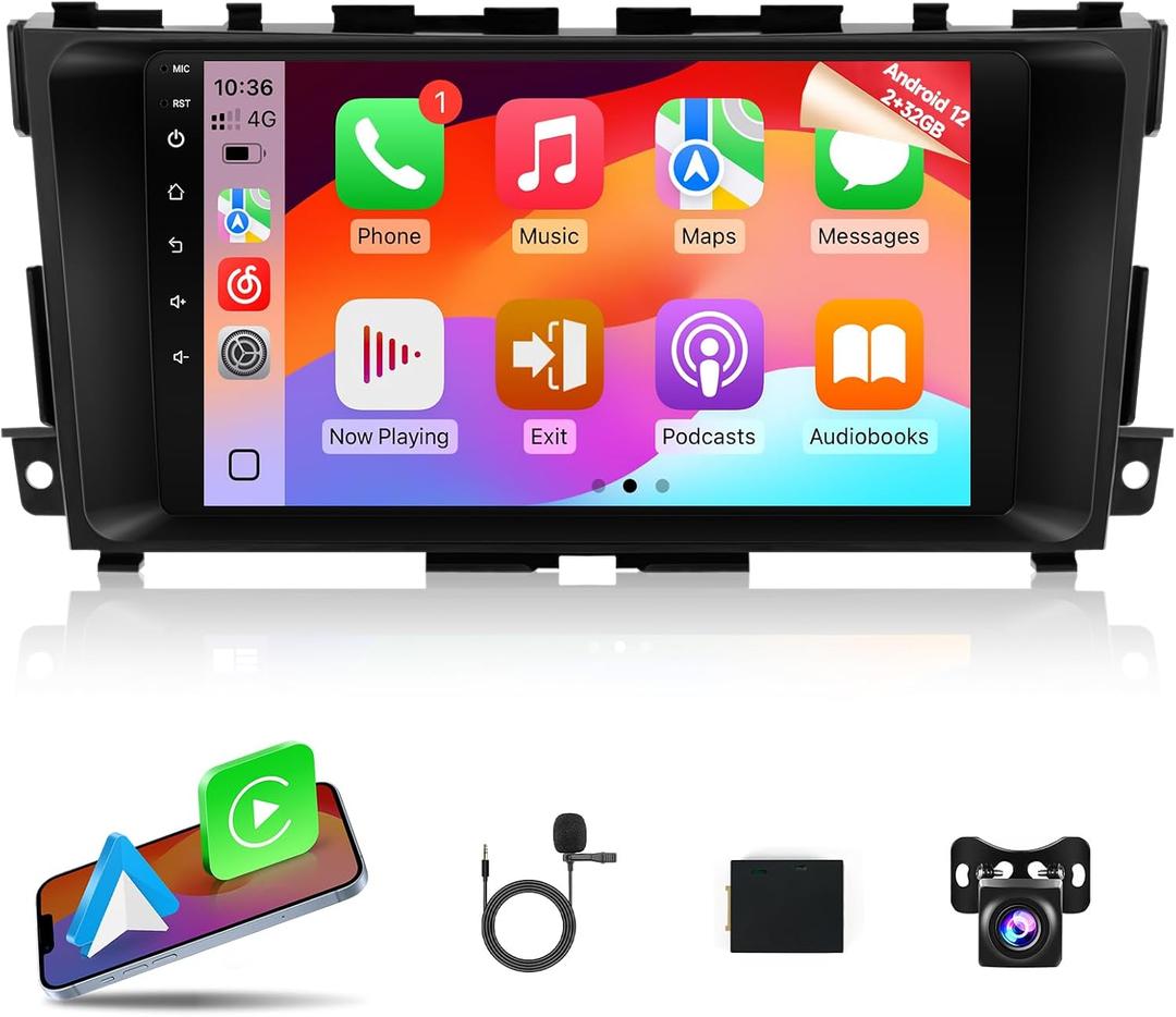 Naifay 8Core Android 12 Car Radio Upgrade for Nissan Altima 2013-2018, 9 Inch Touch Screen for Altima Stereo with Carpaly/Android Auto/GPS/Bluetooth/WiFi/SWC(Not Fit Big Screen&Premium Audio System)