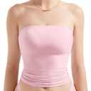 SUUKSESS Women Sexy Tube Top Summer Y2K Going Out Double Lined Basic Tank Top (Small, Baby Powder), S