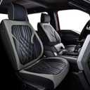 F150 Seat Covers, Napa Leather, for 2015-2026 Ford F150 SuperCrew and 2017-2026 F250 F350 F450 Heavy Duty(Full Set, Black&Gray)
