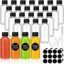 Revahope 16 Pack 2 oz Shot Bottles with Caps, Mini Reusable Plastic Ginger Shots Bottle Leakproof Juice Shot Bottles with Lids for Juice, Oil and Liquid Samples, Small Containers for DIY, Travel