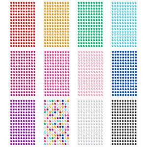 Gartful 5mm Rhinestone Adhesive Stickers, 12 Embellishment Sheet 1920 PCS Jewel Gem Stickers Multicolor Bling Diamond Craft Stickers for Scrapbooking, Handmade Gift, Crafts, Nail, Makeup, Body