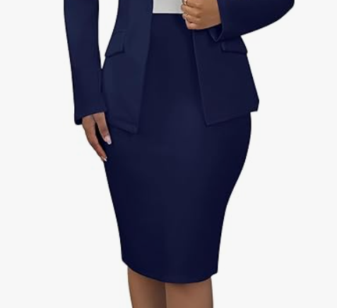 Salimdy WomenSkirt   Business Professional Pencil Skirt (Small, Navy Blue)