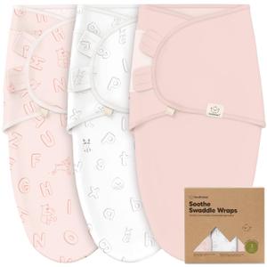 3-Pack Organic Baby Swaddle Sleep Sacks - Swaddles for Newborns, Infant 0-3 Months, Baby Girls, Boys, Soft & Snug Newborn Sleep Sack, Nursery Swaddling Blankets (ABC Land Rose) (One Size)