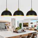 Pendant Lights Kitchen Island - 12-Inch Farmhouse Dome Hanging Light Fixture, Black and Gold Industrial Ceiling Light Adjustable Kitchen Pendant Lighting for Dining Room, Bedroom, Living Rooms