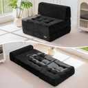 MAXYOYO 8" Folding Sofa Bed, Convertible Sleeper Sofa Lounger Foldable Mattress, Wedge Shape Floor Couch Tufted Fold Out Chair Bed Comfy Floor Couch Lounge for Living Room Bedroom, Single, Black (35.4" Standard)