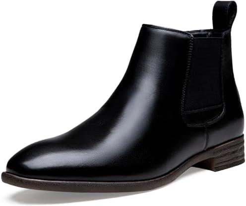 Jousen Chelsea Boots Men Polished Leather Dress Boots Stylish Classic Retro Slip On Boots for Men 10