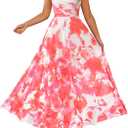 BTFBM Women Summer Floral Maxi Dresses Elegant Spaghetti Strap Dress Printed Party Dress Beach Long Dresses (Medium, Floral Light Orange)