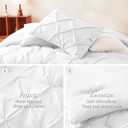 CozyLux King Size Comforter Set White, 7 Pieces Pintuck Bed in A Bag White Comforter King Size, Pinch Pleat Bedding Set with All Season Comforter, Sheets, Pillowcases & Shams