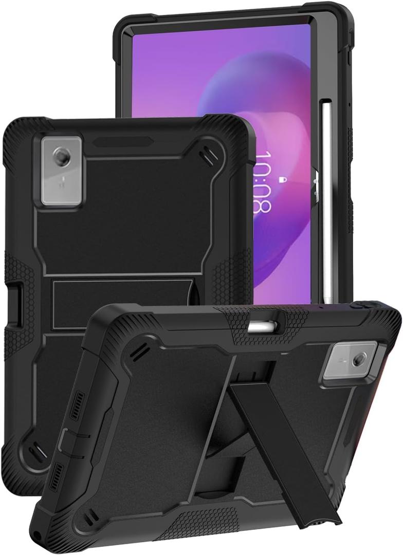 for Lenovo Idea Tab Plus/Tab K1212.1 Inch Android Tablet Protective case,Shockproof Lightweight Silicone Protective Cover with Stand,Child-Friendly Protection,Easy to Clean Design,Black