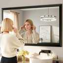 SMIROR Matte Black Bathroom Mirror for Over Sink 55x 40 inch, Metal Thick Frame Rectangle Vanity Mirror for Wall, Anti-Rust, Horizontally or Vertically Mounted