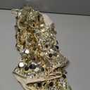 Women's Sequin Tank Tops Fashion Sleeveless V Neck Camisole Sparkle Strappy Halter Shirt for Party Christmas Concert Outfits (Large, Champagne Gold)