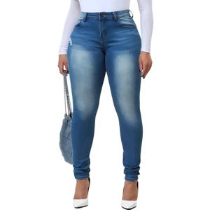 Womens Classic High Waisted Skinny Stretch Lifting Jeans Slim Fit Denim Pants (3X-Large, 94 Blue)