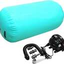 GLANT Air Mat Tumble Track AirSpot - Gymnastics Training Springboard - Round Inflatable Springboard ((Diam)23.6in*H39.4in, Air Roller-Mint GreenWIth Pump)