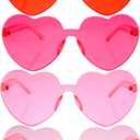 Gejoy 4 Pieces Heart Shaped Sunglasses for Women Men Valentine Gift Frameless Glasses (Red, Rose Red, Pink, Light Pink)