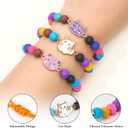 12pcs Volcanic Stone Beaded Cat Bracelets for Girls Kids Women, Cute Animal Cat Charms Adjustable Bracelets, Cat Party Favors Goodie Bag Stuffers Classroom Rewards Girls Play Jewelry Gift