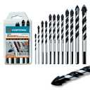 Masonry Drill Bits Set, Drill bits for Tile, Brick, Cement, Glass, 12Pcs Concrete Drill Bit Set, Size 1/8",5/32",3/16" x2,1/4" x4,5/16" x2,3/8",1/2", Carbide Drill Bits Tip