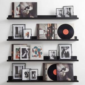 Pinkunn 4 Pack 36 Inch Metal Floating Shelves Picture Ledge, Black