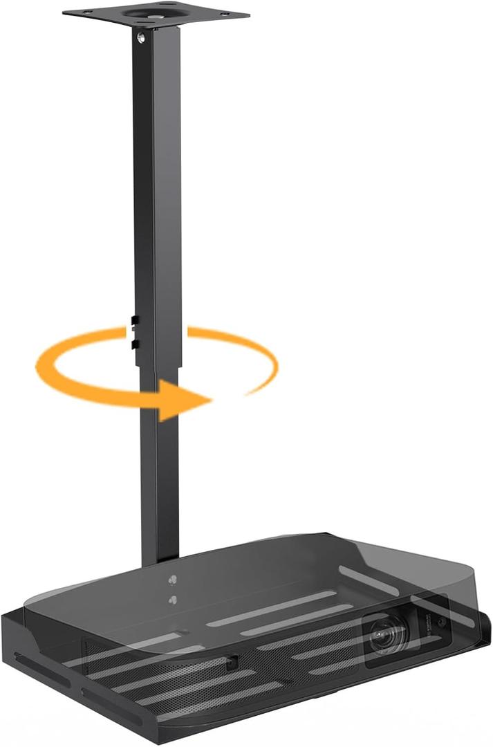 Projector Ceiling Mount - Sturdy & 360 Rotation Ceiling Projector Mount for Seamless Projection, Holds up to 11lbs, Perfect for Home Theater Or Office Setup (Black)