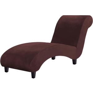 H.VERSAILTEX Chaise Lounge Cover Indoor Velvet Chaise Slipcover High Stretch Lounge Chair Cover Luxury Armless Chaise Cover for Living Room, Machine Washable, Chocolate