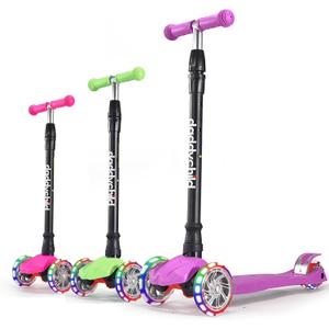 Kids Kick Scooter, 3 Wheeled Scooter for Kids, Child/Toddlers Toy, Adjustable Height, Anti-Slip Deck, Flashing Wheel Lights, for Boys/Girls 3-12 Year Old