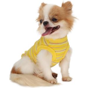LOPHIPETS 100% Cotton Rib Dog Shirt Vest for Small Dogs Teacup Chihuahua Yorkie Puppy Clothes Tank Tee-Yellow/S