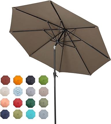 Tempera Patio Market Outdoor Table Umbrella with Push Button Tilt and Crank,Large Sun Umbrella with Sturdy Pole&Fade resistant canopy,Easy to set, 9 Ft