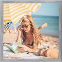 24x24 Wood Frame Gray, Rustic Natural Grey Wooden 24x24in Poster Picture Frame, Distressed 24 x 24inch Woodgrain Gallery Photo Frame with HD Plexiglass, Horizontal Vertical Wall Mounting Display 1pcs