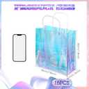 Sherr 16 Pcs Holographic Small Gift Bag Reusable Iridescent Clear Bags for Women PVC Plastic Goodie Holder with Handles for Shopping Christmas Holiday Gift Party Favor(7.87" x 7.87" x 3.15",Rainbow)