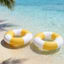 2PCS 37" Inflatable Pool Floats for Adult Striped Swim Ring Pool Floaties Inflatable Swimming Pool Raft Party Water Summer Beach Lounger Float Party Supplies