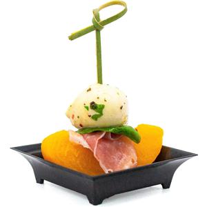 48 Pack Tiny Square Black Plastic Tray Mini Appetizer Plates for Party Mini Serving Tray Small Appetizer Serving Sauce Dish Black Disposable Dessert Plates for Events CMJJ