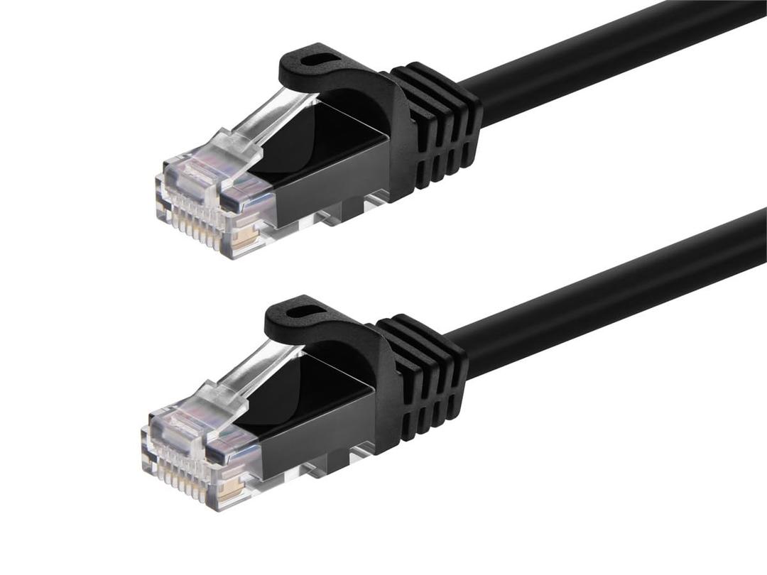Monoprice Cat6 2ft Black Patch Cable UTP 24AWG 550MHz Pure Bare Copper Snagless RJ45 Flexboot Series Ethernet Cable