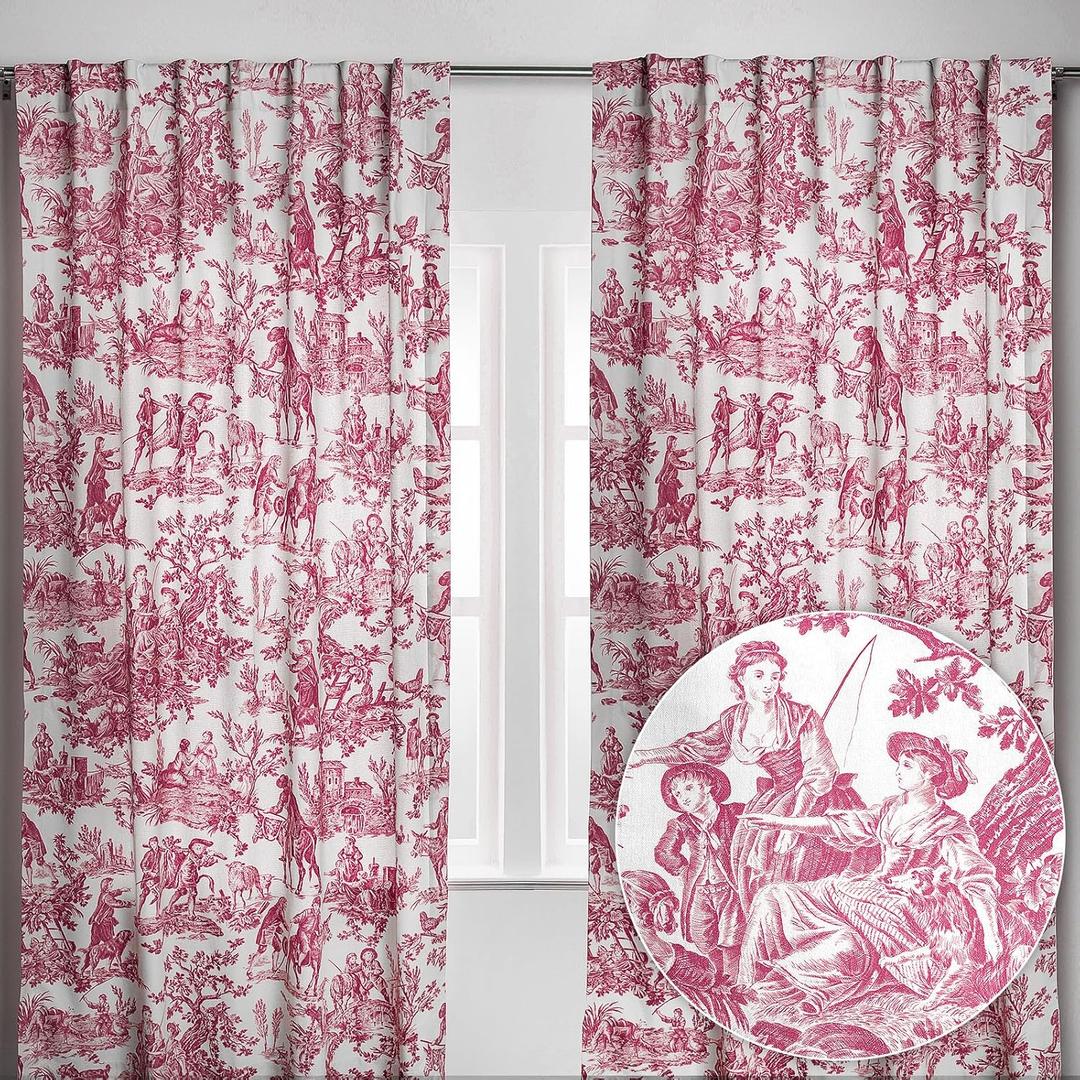 Maison d' Hermine 100% Cotton Curtain - 50"x84" Red (White Background) Decorative Curtain - Aesthetic Curtains for Farmhouse, Kitchen & Bedroom - for Spring & Summer - The Miller Collection