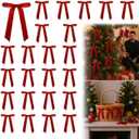 24PCS Christmas Velvet Bows with Twist Ties Red Satin Wreath Bows for DIY Holiday Decorations, Gift Wrapping & Party Decor