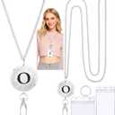 A-Z Letter Lanyards for ID Badges Keys Women Cute Teacher Lanyard ID Badge Holder Stainless Steel Lanyard Fashion Strong Office School Work Nurse Teacher Appreciation Gifts