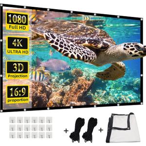 Projector Screen,HUANYINGBJB 4K 16:9 HD Rear Front Projector Screens Foldable Projection Screen Double-Sided Portable Outdoor Indoor Projectors Screen for Movie Home Theater (200 inches)