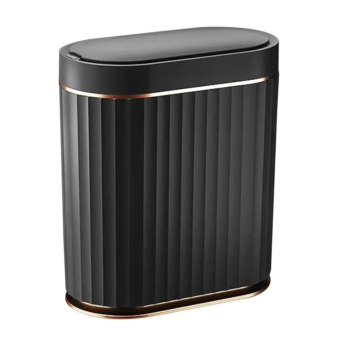 ELPHECO Black Bathroom Trash Can with Lid 2 Gallon Sensor Trash Bin, Automatic Narrow Garbage Can, Waterproof Smart Trash Can, Slim Motion Sensor Waste Bins for Bathroom, Living Room, Office