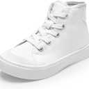 DREAM PAIRS Kids Sneakers Little Boys Girls High Top Canvas Shoes LilLegends CourtStar Casual Walking Shoes (White)