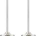 Beionxii 2 Pack Brushed Nickel Pendant Lights Kitchen Island, Glass Pendant Light Fixtures with Clear Glass and Rods, Kitchen Pendant Lighting Over Island, BX-PL07BN-2PK