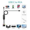 USB C to RCA Cable Adapter, 6Ft Type-C to RCA Wired Screen Mirroring with USB A(Charging),USB C Male to 3 RCA Male,Suitable for TV, Monitor, Speaker