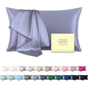 Natural Mulberry Silk Pillowcase for Hair and Skin Standard Size 20"X 26" with Hidden Zipper Soft Breathable Smooth Cooling Pillow Covers for Sleeping(Grayish Blue,1Pcs)