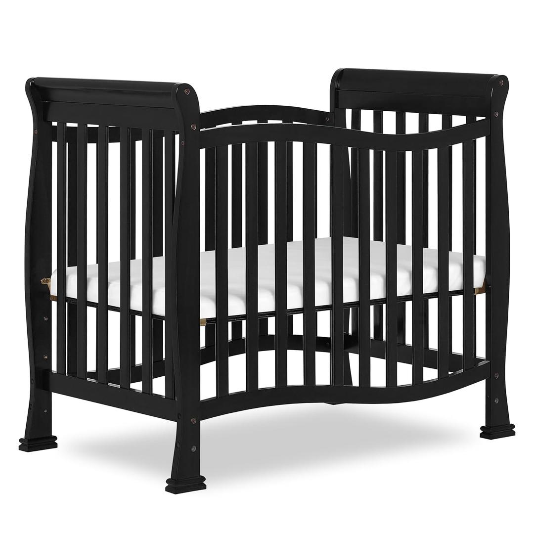 Dream On Me Violet 4-In-1 Convertible Mini Crib In Black, Greenguard Gold Certified, BSA Certified, 3 Position Mattress Height Settings, Non-Toxic Finish