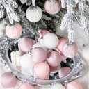 Hollowfly 18 Pcs Blush Pink Christmas Ball Ornaments 2.4'' Christmas Tree Balls Satin Xmas Baubles Hanging Decor Holiday Natural Textured Rustic Ornaments for Xmas Tree Home Decor Bowl Filler Gift