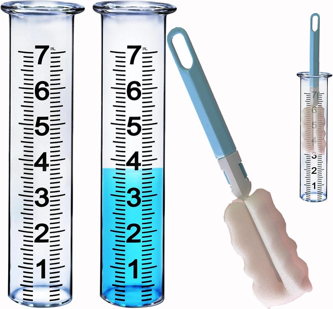 JMBay rain Gauge Replacement Tube Glass, 7 inch Glass rain Gauge Replacement Tube with Lip, rain Gauge Tube Outdoor for Yard Garden, with Clean Tube Brush, Best Rated, Pack of 1