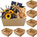 Fainne 20 Pcs Graduation Gift Baskets 10" x 8" Empty Kraft Cardboard Baskets with Handles Bulk Empty Gift Trays Containers for Wedding Graduation Easter Basket Stuffer Decor(Brown)