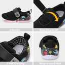 L-RUN Toddler Sneakers Boys Girls Lightweight Shoes Knit Kids Walking Shoes for Indoor Outdoor (Black)