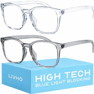 ivho High Tech Blue Light Blocking Computer Glasses
Advanced Blue Light Blocking, Screen Fatigue Protection, UV Protection, Clear + Clear Gray