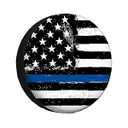 MIYASANG American Flag Tire Covers for Trailers Vintage Black Blue Thin Line Police Patriotism Glory RV Spare Tire Cover Weatherproof Universal Wheel Protectors Fit Camper Travel (17 inch)