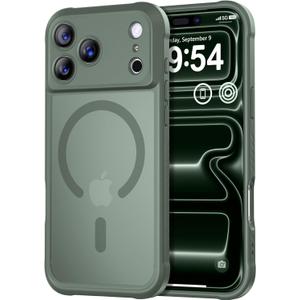 Thomo Magnetic for iPhone 17 Pro Max Case, [Compatible with Magsafe] [Full Camera Protection] Translucent Matte Military Grade Shockproof with Anti-Fingerprint Phone Cover 2025, Calke Green
