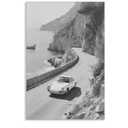 xbsifyiooa Black and White Photography Canvas Wall Art, Car Driving In Amalfi Coast Poster, Vintage Italy Coastal Travel Photo Print, Classic Car Picture for European Road Adventures 12x16in Unframed
